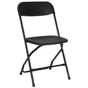 PRE SALES INC 2185 Folding Chair, Black Metal Frame/Black Plastic
