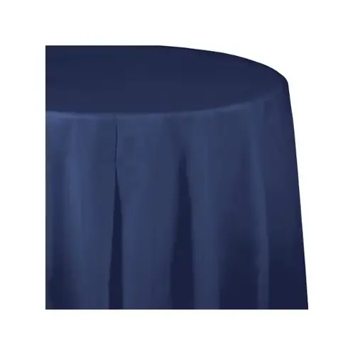 Plastic Octy Round Table Cover, Navy, 82 In. Plastic Octy Round Table Cover, Navy, 82 In.