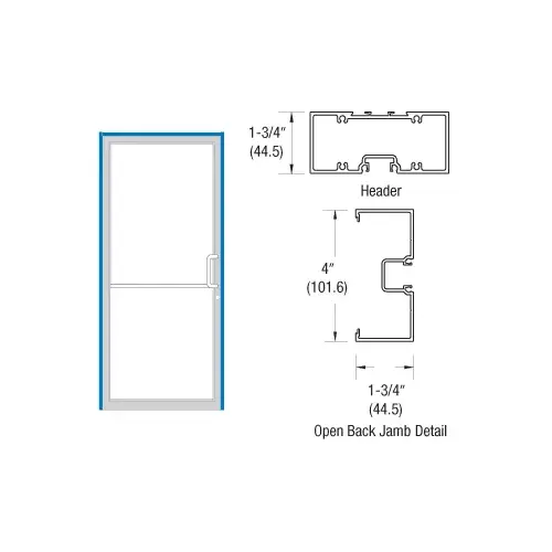Clear Anodized 39-1/2" x 85-3/4" 400 Series Right Hand Single Acting Up and Over Frame Clear Anodized 39-1/2" x 85-3/4" 400 Series Right Hand Single Acting Up and Over Frame
