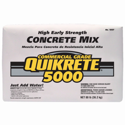 Quikrete 100701 5000 Concrete Mix, Commercial Grade, High Early Strength, 80-Lbs.