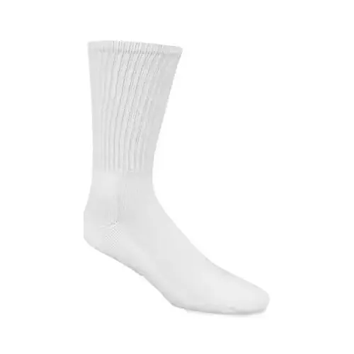 Athletic Socks, Crew, White, Men's Large - pack of 3