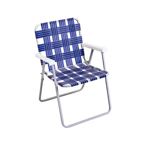 Folding Chair, Aluminum/Steel Frame, Blue Webbing