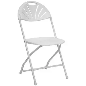 PRE SALES INC 2141-XCP8 Fanback Folding Chair, White Plastic, Metal Frame - pack of 8