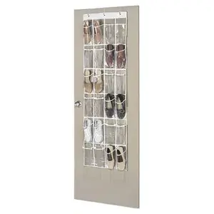 Whitmor 6046-13 24-Pocket Over-The-Door Shoe Organizer, Clear Vinyl