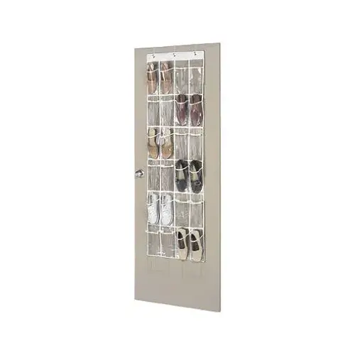 24-Pocket Over-The-Door Shoe Organizer, Clear Vinyl