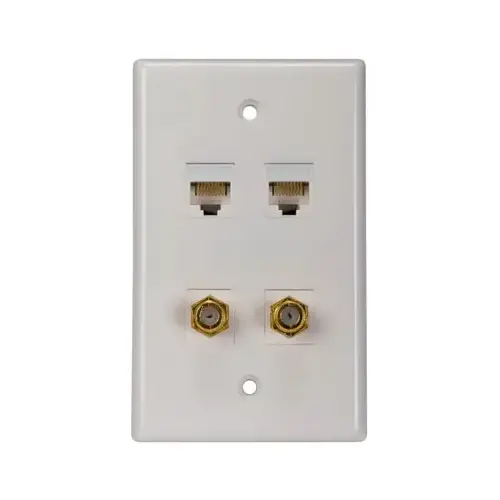 Dual-Coax Wall Plate, Dual Cat5/6 Dual-Coax Wall Plate, Dual Cat5/6