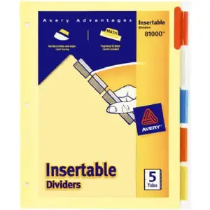 Avery 81000 Index Dividers, Heavy-Duty, 5-Color Tab, 8.5 x 11-In.