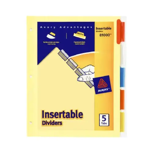 Index Dividers, Heavy-Duty, 5-Color Tab, 8.5 x 11-In.