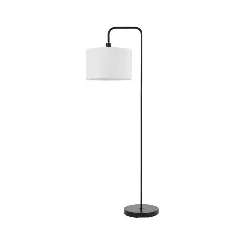 Barden Floor Lamp, White Linen Shade, Matte Black, 58-In. Barden Floor Lamp, White Linen Shade, Matte Black, 58-In.