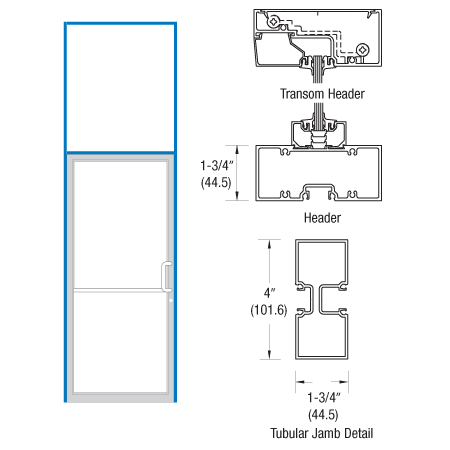 CRL-U.S. Aluminum FR31222L36 Class I Bronze Black Anodized 39-1/2" x 126" 400 Series Left Hand Transom Frame for Offset Pivot Using Surface Mount Closer