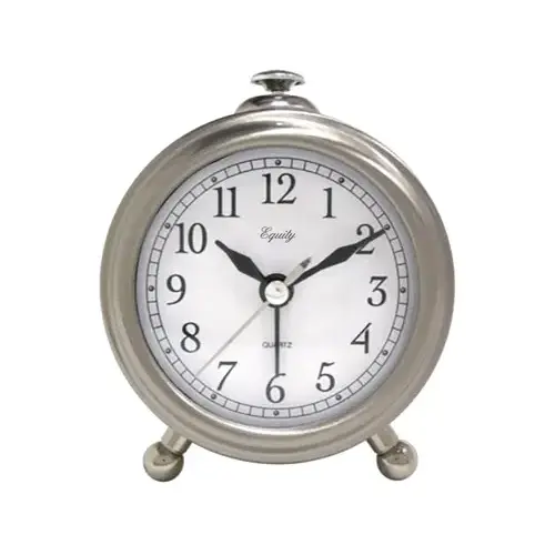 Equity Brushed Metal Battery Operated Alarm Clock