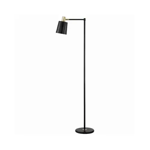 Lex Floor Lamp, Black Satin Finish, Gold Accents, 60-In. Lex Floor Lamp, Black Satin Finish, Gold Accents, 60-In.