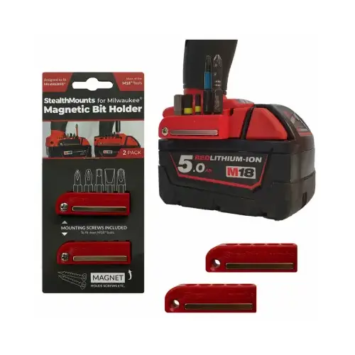 Holder Milwaukee M18 Red ABS Magnetic Bit Red Pair Holder Milwaukee M18 Red ABS Magnetic Bit Red Pair