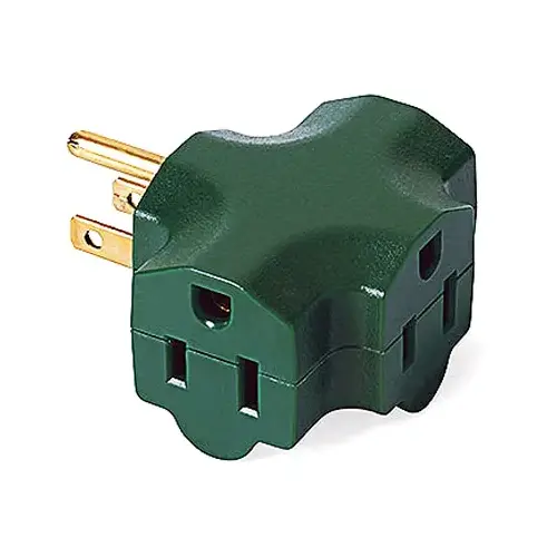 3-Outlet Adapter, Indoor, Green