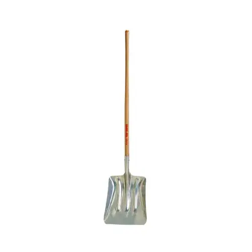 Scoop Shovel, 13-1/4 in W Blade, 14-1/2 in L Blade, Aluminum Blade, North American Hardwood Handle