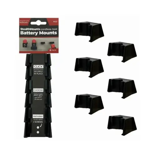 Holder Milwaukee M12 Black ABS Battery Mounts Black