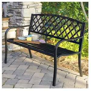 IMPERIAL POWER CO LTD IP-SV131FB Lattice-Panel Patio/Garden Bench, Steel, 4-Ft. Black