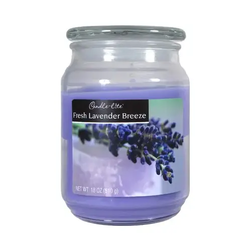 Scented Candle Jar, Fresh Lavender Breeze Wax, 18 oz. Purple