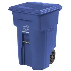 Toter 25564-05BLU Recycling Trash Can 64 gal Blue Polyethylene Wheeled Lid Included Blue