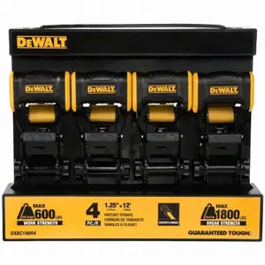DEWALT DXBC18004 Ratchet Tie-Down Strap, 1.25 In. x 12 Ft pack of 4