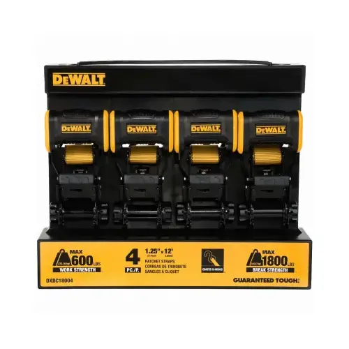 Ratchet Tie-Down Strap, 1.25 In. x 12 Ft pack of 4 Ratchet Tie-Down Strap, 1.25 In. x 12 Ft pack of 4