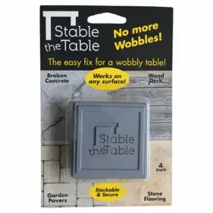 STABLE THE TABLE, LLC 110-11-01-04 Table Wobble Fixer, Gray, Square - pack of 4