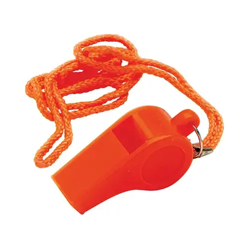 Safety Whistle, Orange Plastic - pack of 6