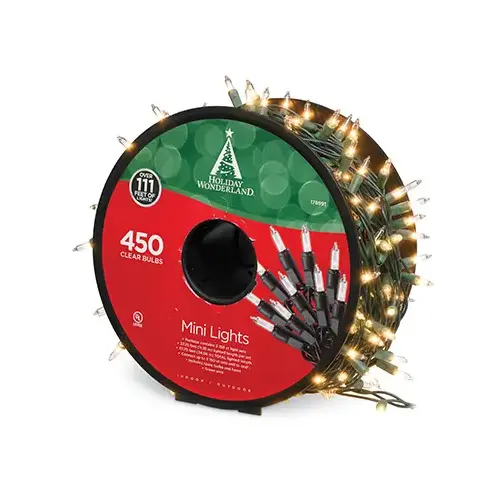 Christmas Mini Light Set, Clear, 450-Ct. Reel