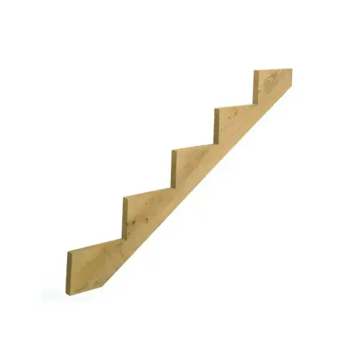 Stair Stringer, 59.77 in L, 11-1/4 in W, 5-Step, Wood, Yellow, Treated Stair Stringer, 59.77 in L, 11-1/4 in W, 5-Step, Wood, Yellow, Treated