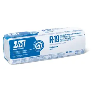 JOHNS MANVILLE INTL INC U1331 R19 Unfaced Batt Insulation, 88.18 Sq. Ft. Coverage, 6.5 x 15 x 93-In.