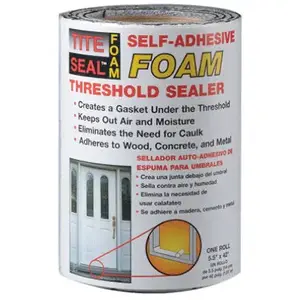 Cofair Products TSFM42 Tite Seal Foam Threshold Sealer, Self-Adhesive, 5.5-In. x 3.5-Ft. White
