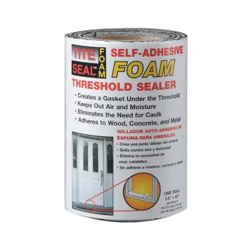 Tite Seal Foam Threshold Sealer, Self-Adhesive, 5.5-In. x 3.5-Ft. White