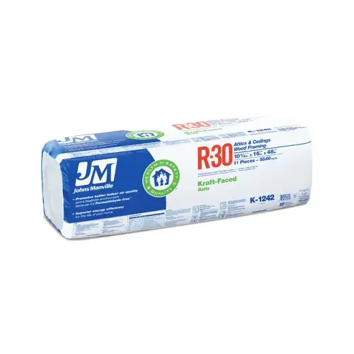 R30 Kraft Batt Fiberglass Insulation, 16 x 48-In.