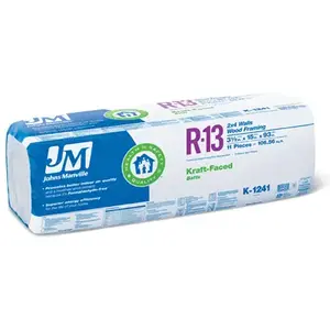 JOHNS MANVILLE INTL INC K1241 R13 Kraft Faced Batt Insulation, 106.5-Sq. Ft. Coverage, 15 x 93-In.