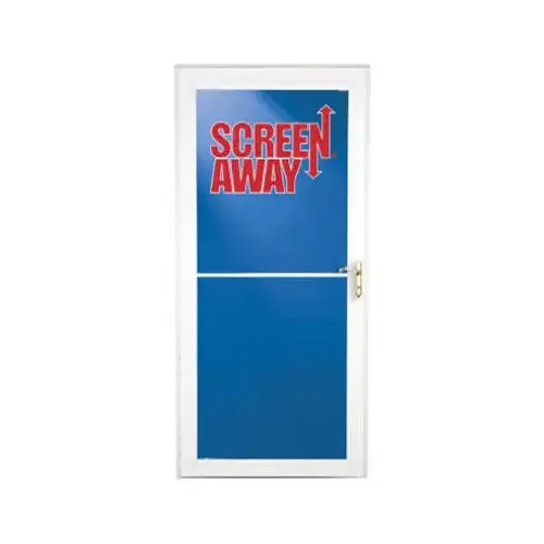 Screen Away Storm Door, Retractable Screen, White Aluminum & Brass Handles, 36 x 81-In.