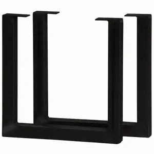 Live Edge Timber Co. 31101 "U" Furniture Legs, Powder Coated Black, 15 In. High - pair
