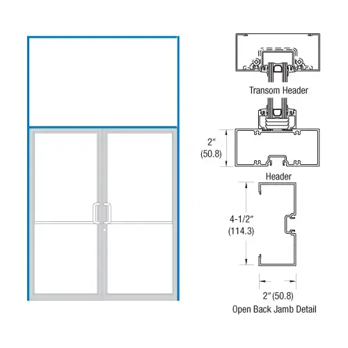 Dark Bronze/Black Anodized Class 1 76" x 126" 451 Series Transom Frame for Offset Pivot Using Surface Mount Double Door Closer