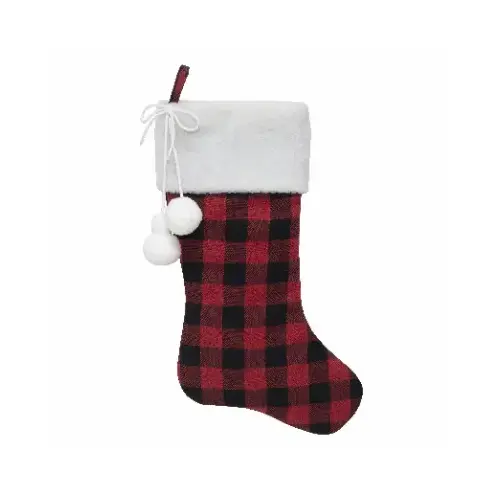 Christmas Stocking, Red/Black Plaid, 20 In.
