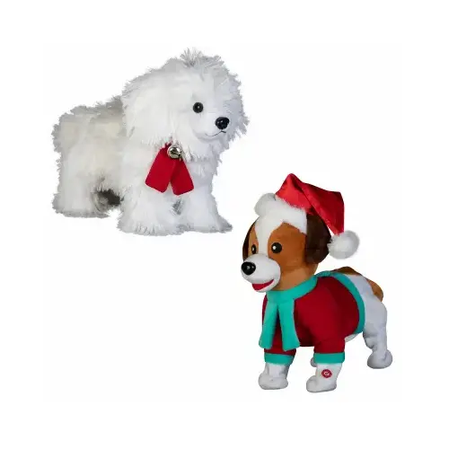 Animated Musical Christmas Plush Puppy, Jack Russell or Komondor Animated Musical Christmas Plush Puppy, Jack Russell or Komondor