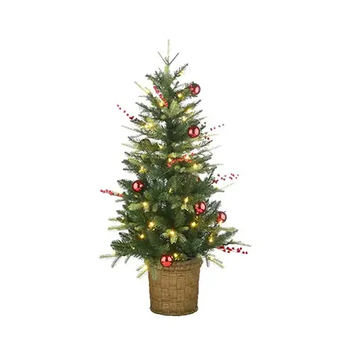 Feel Real Scotch Creek Fir Artificial Christmas Entrance Tree, 70 Warm White LED Lights, 4 Ft.