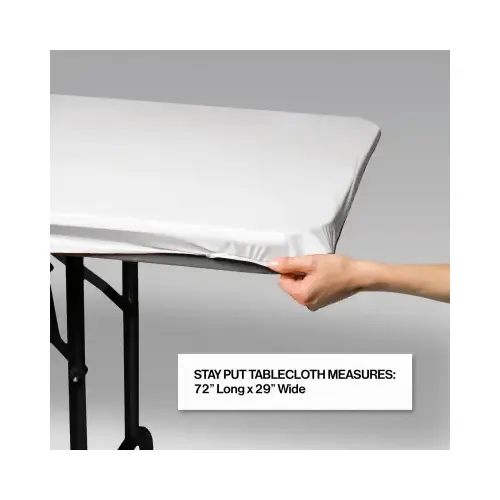 Stay-Put Table Cover, White, 6 Ft. Stay-Put Table Cover, White, 6 Ft.