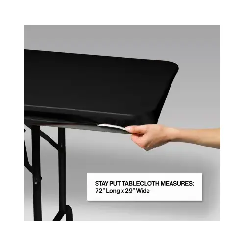 Stay Put Table Cover, Black, 6 Ft. Long Stay Put Table Cover, Black, 6 Ft. Long
