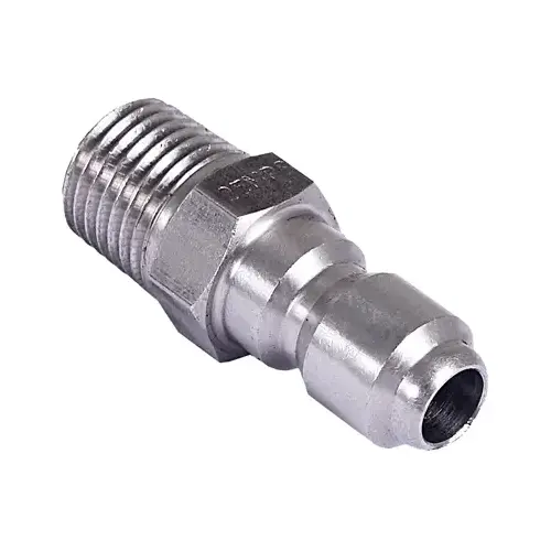 Adapter, 1/4 x 1/4 in Connection, Quick Connect Plug x MNPT, Stainless Steel Adapter, 1/4 x 1/4 in Connection, Quick Connect Plug x MNPT, Stainless Steel