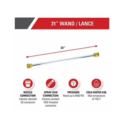 Universal Pressure Washer Wand, Rated Up to 4500 PSI, 31-In. Universal Pressure Washer Wand, Rated Up to 4500 PSI, 31-In.