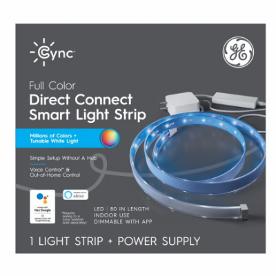 GE Lighting 93128989 Cync Smart LED Light Strip, Dimmable, Millions of Colors, 80-In. Long