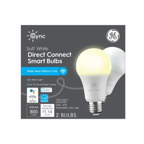Cync Smart LED Light Bulb, Dimmable, Tunable Soft White Color, A19, 9.5-Watts - pair Cync Smart LED Light Bulb, Dimmable, Tunable Soft White Color, A19, 9.5-Watts - pair