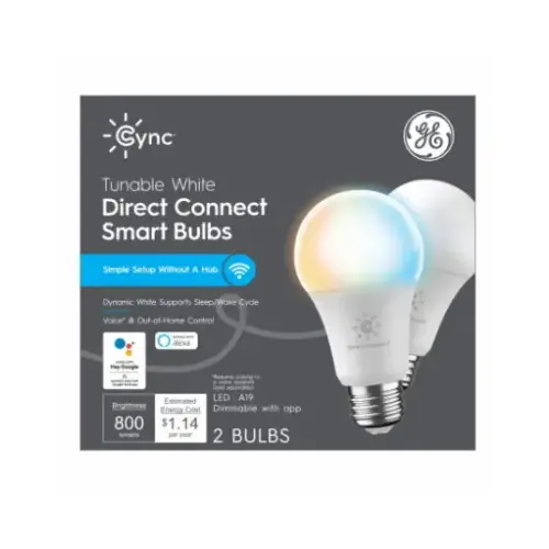 Cync Smart LED Light Bulb, Dimmable, Tunable Soft White Color Supports Sleep, A19, 9.5-Watts - pair Cync Smart LED Light Bulb, Dimmable, Tunable Soft White Color Supports Sleep, A19, 9.5-Watts - pair