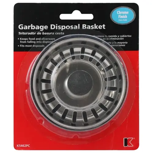 Garbage Disposal Strainer/Stopper, Steel, Chrome