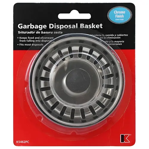 Garbage Disposal Strainer/Stopper, Steel, Chrome Garbage Disposal Strainer/Stopper, Steel, Chrome