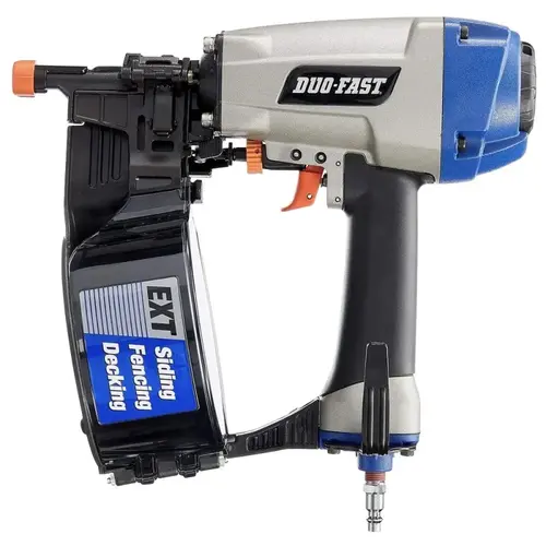 Siding Coil Nailer, 300 Magazine, 0 deg Collation, 1-1/2 to 2-1/2 in Fastener Blue/Silver Siding Coil Nailer, 300 Magazine, 0 deg Collation, 1-1/2 to 2-1/2 in Fastener Blue/Silver